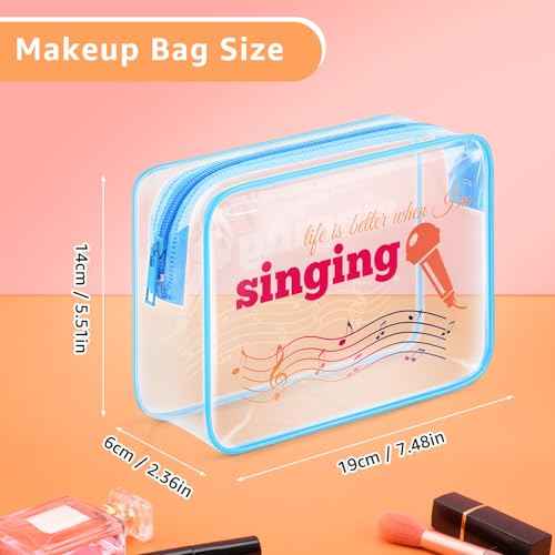 Music Makeup Bag Gifts Music Lovers Gift Transparent Cosmetic Bag Singing Travel Clear Toiletry Bag Music Party Favors Birthday Gifts For Music Teacher Student Musicians