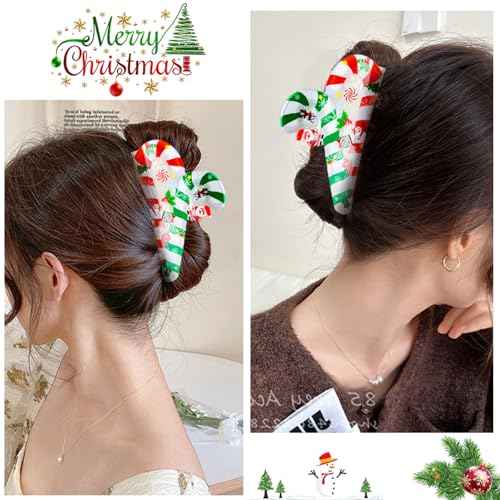 Christmas Hair Clips Cute Claw Clips Christmas Hair Claw Clips for Thin/Thick Hair Style Snowman Elk Hair Clips Acrylic Hair Accessories for Women 1PCS