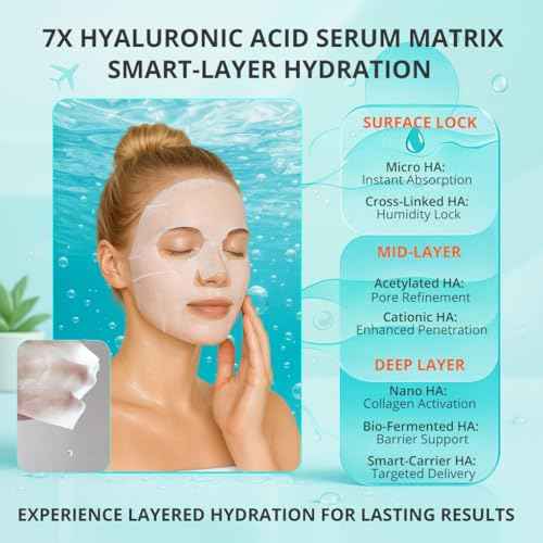 GONIM Face Mask Korean Skin Care with Hyaluronic Acid Serum & Collagen Activation, Face Masks Skincare with Vitamin C, Moisturizing Sheet Mask for All Skin,Korean Face Mask Travel Essentials 20 Sheets