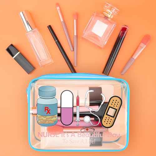 Funny Nurse Gifts for Women Clear Makeup Bag Nurse Appreciation Gifts Nurse Week Gifts for Coworkers PVC Cosmetic Bag Nurse Graduation Gift Ideas Nurse Christmas Thanksgiving Day Gifts