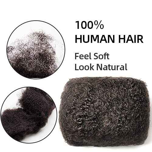 100% Human Hair for Dreadlock Extensions & Locs Repair, Afro Kinky Bulk Bundles with Crochet Hook Kit & Comb, Salon-Grade Natural Hair for Twists, Braids, Crochet Styles (16 Inch 90g)