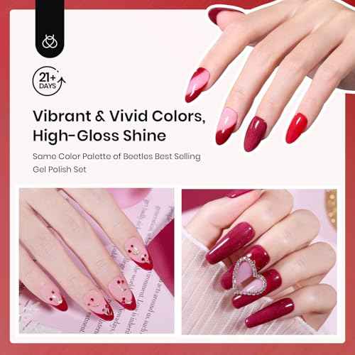 Beetles Christmas Dip Powder Nail Kit 6 Colors Red Glitter Dipping Powder No Need Nail Lamp Cured Manicure DIY Salon Gift for Girls Women