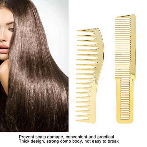 Comb Set, Fine and Wide Tooth Hair Cutting Comb for Hairdressing Salon,Professional Shaping & Wet Pick Barber Brush Tools, Anti-Static Hair Brush for Men Boys(gold)
