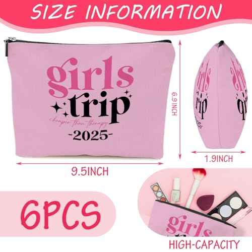 6 Pcs Girls Trip Gifts Set - Insulated Makeup Cosmetic Travel Bag Kit for Women, Bachelorette Weekend Favors, Spa Vacation Essentials, Mother's Day Christmas Birthday Gift for Friends Daughter