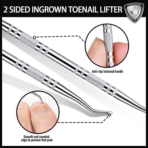 Teenitor Ingrown Toenail Tool, Pedicure Tools for Feet, Stainless Steel Ingrown Toenail Clippers, Ingrown Toenail File and Lifters