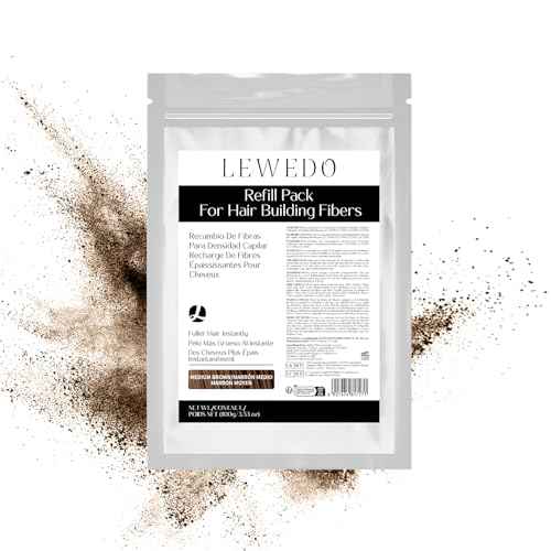 Hair Building Fibers Refill Pack - 100g Instant Thickening Fibers for Men & Women, Natural Cotton Powder, Wind/Rain Resistant, For All Hair Fiber Applicator Bottles (Medium brown)