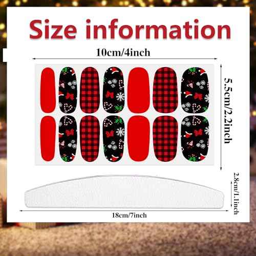 WOKOTO 16 Sheets Christmas Nail Polish Strips Full Wraps for Women Nail Strips- Santa Claus, Elk, Snow Man, Tree Stick On Nail Polish Strips Christmas Gel Nail Stickers Color Strips DIY Easy Nail Art