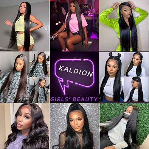 bunGiol Straight HD Transparent Lace Front Wigs Human Hair 13x4 for Black Women Glueless Brazilian Virgin Frontal Hairline 180% Density Pre Plucked with Baby Hair Black 24 inches