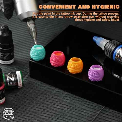 EZ Tattoo Ink Cups - 200pcs Daruma Disposable Ink Caps Tattoo Ink Pigment Holder, Tattoo Supplies and Equipment for Tattoo Needles and Tattoo Machine Kit (Orange)