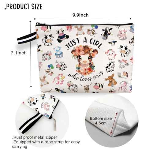 Cow Print Makeup Bag Gifts for Women,Cows Cosmetic Bag for Girls, Just A Girl Who Loves Cows Christmas Birthday Gifts