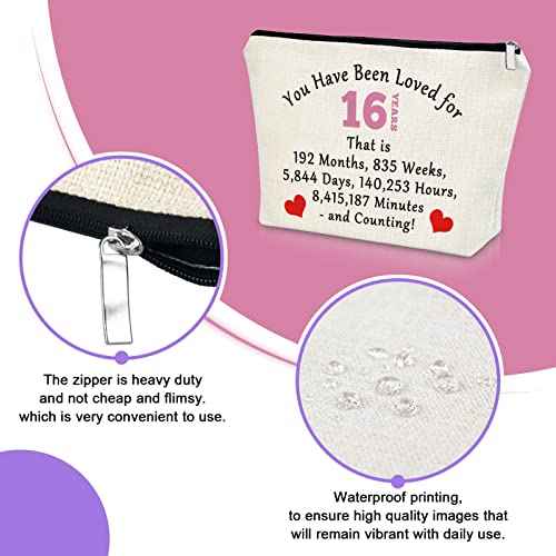 Sazuwu 16th Birthday Gifts for Girls from Mom Makeup Bag Birthday Gifts for 16 Year Old Girls Cosmetic Bag Sweet 16 Gifts for Girls Born 2008 Gifts for Granddaughter Turning 16 Travel Pouch