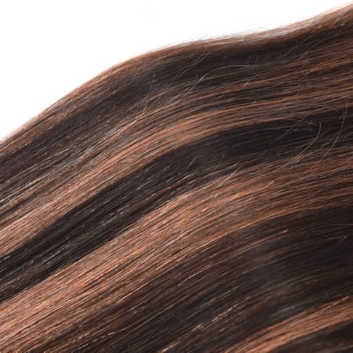 Ombre Light Brown Bundles P1B/30 Two Tone Straight Bundles Human Hair Highlight Black and Light Brown Track Mix Double Weft Brazilian Human Hair Extensions 18 20 22 Inch