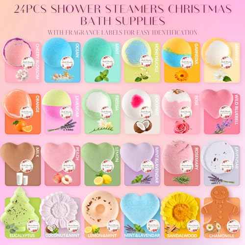Christmas Advent Calendar 2025 for Women Bath Bombs & Shower Steamers Mix Set 24 Days Countdown Calendar Bath Spa Gifts