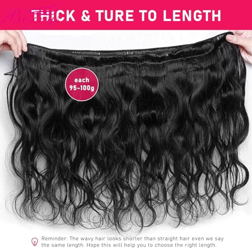Human Hair Bundles, 9A Brazilian Virgin Human Hair for Black Women, Body Wave Straight, Double Weft, Natural Black, 1 Bundle / 3 Bundles 10 12 14 16 18 20 22 24 26 28 inch