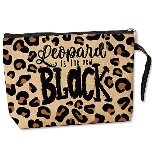 Jztco Leopard Print Makeup Bag - Gifts for Women, Handbag for Leopard Lovers, Birthday and Mother's Day Ideas for Mom, Sister, Friends - Leopard Is The New Black