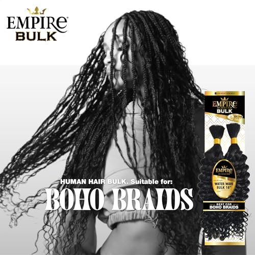Sensationnel Empire Bulk Braiding ? Water Wave Human Hair Braids for Knotless Boho Box or Curly Loosewave Styles 1 pack (18 inch, S4/30)