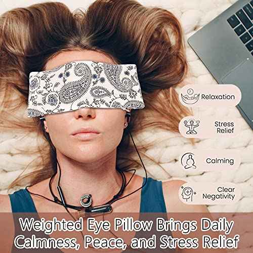 Lavender Eye Pillow for Relaxation, Yoga, Sleep ? Weighted Eye Mask for Headache, Sinus, Aromatherapy Moist Heat Compress, Meditation Accessory, Relaxation Gift for Women (Purple)