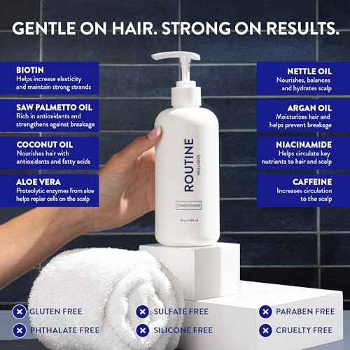 Routine Wellness Anti-Thinning Deep Conditioner for Thinning Hair - DHT Blocker for Hair Loss in Men & Women - Promotes Healthy Hair - Honeysuckle & Rice Milk 14oz