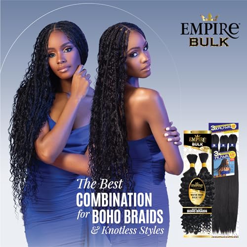 Sensationnel Empire Bulk Braiding ? Water Wave Human Hair Braids for Knotless Boho Box or Curly Loosewave Styles 1 pack (18 inch, S4/30)