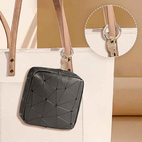 4.5" Mini Makeup Bag, Black Small Cosmetics Bag for Purse, Portable Makeup Pouch with Zipper for Women Girls, Christmas/Birthday/Wedding/Party Gifts (Black, Small)