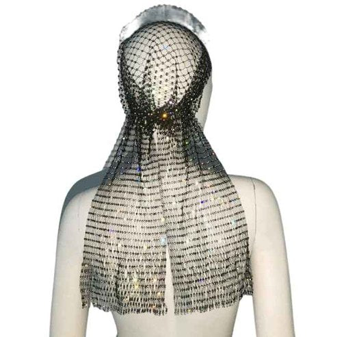 Women Mesh Rhinestone Headbands Glitter Hollow Out Hairbands Crystal Headscarfs Wrap for Rave Party Festival Nightclub