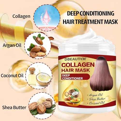 Collagen Hair Treatment Hair Mask & Rosemary Oil for Hair Growth,Deep Conditioner Hair Mask for Dry Damaged Hair,Hair Growth Oil for Hair Loss,Natural Hair Regrowth Treatment for Men and Women