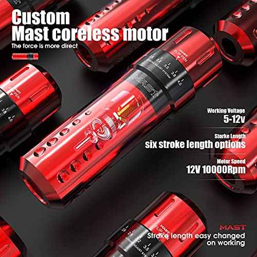 Mast Tattoo Flip Corded & Cordless Tattoo Gun Kit Rotary Tattoo Machine with 6 Strokes 2.6-4.0mm 2 Batteries 20 Needles Complete Tattoo Supplies for Beginner Home Practice & Artists