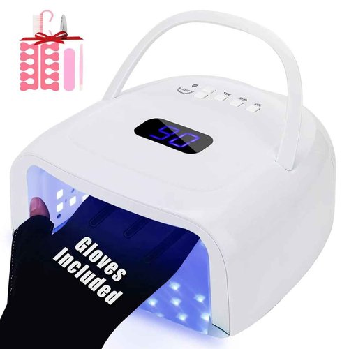 UV LED Nail Lamp,60W Professional Rechargeable UV LED Nail Dryer for Gel Nail Polish Dryer Fast Curing Lamp, 4 Timer Settings Gel Nail Lights for Auto Sensor Nail Machine (White)