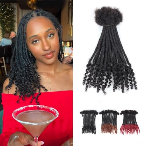 10 inch Loc Extensions Human Hair with Curly Ends, 0.4cm Width Permanent Dreadlock Extension Human Hair 50 Strands Natural Black 100% Full Handmade Dreads .Dyed and Bleached Pre Curled Drealocks