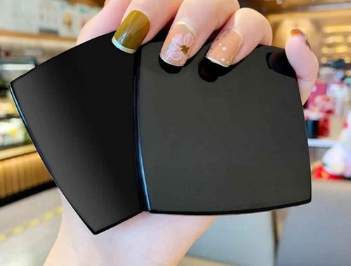 EUTECH 12 Pcs Fashion Compact Cosmetic Mirror, Elegant Compact Purses Makeup Mirror, Small Compact Mirror 2 x 1 Magnification, Square Compact Mirror, Perfect for Purses - Travel, Black