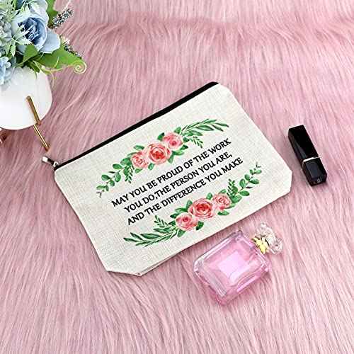 Sfodiary Thank You Gift Makeup Bag for Team Leader Coworker Inspirational Appreciation Gift for Employee Boss Teacher Cosmetic Bag Going Away Retirement Gift for Friends Social Worker Travel Pouch
