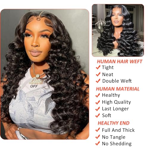 Deep Wave Lace Front Wigs Human Hair 13x4 HD Lace Frontal Wigs for Black Women 200 Density Glueless Wigs Pre Plucked with Baby Hair 18 Inch