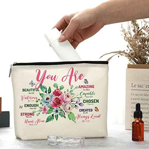 Decohim Inspirational Christian Gifts for Women Makeup Bag Cosmetic Bag Inspiration Religious Gifts Idea for Women Mom Aunt Nurse Best Friend BFF Coworker Sister Birthday Friendship Christmas