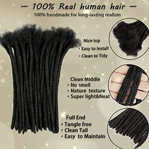 0.8cm Width 12 Inch 30 Strands 100% Human Hair Dreadlock Extensions for Men/Women/Kids 0.8cm Width Full Hand-made Permanent Dread Loc Extensions Human Hair Can be Dyed and Bleached