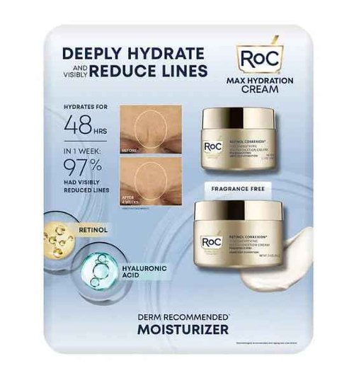 RoC Retinol Correxion Line Smoothing Max Hydration Cream 2 pack - 1.7 oz & 3.4 oz (5.1 oz total)