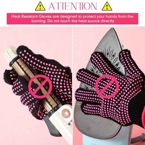 Riyiper 3 Pairs Heat Resistant Gloves for Sublimation, Gloves for Heat Press with Silicone Bumps Applies to Resistant Work, Hair Styling, Universal Fit Size