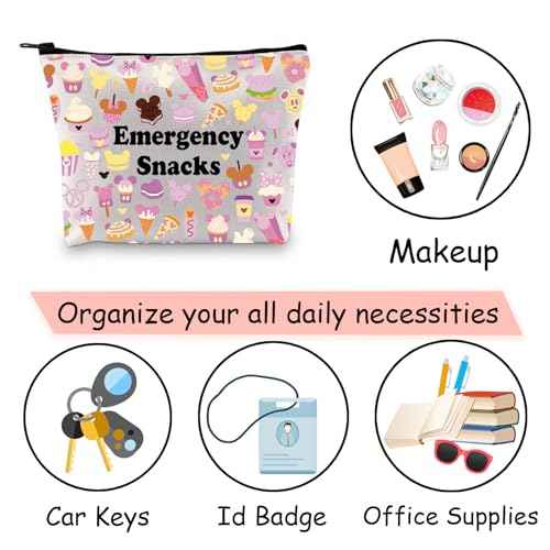 JXGZSO Emergency Snacks Food Storage Bag Foodie Reusable Zipper Pouch Food Safe Bag Snack Lover Gift (Emergency snacks 2)