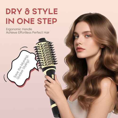 Hair Dryer Brush Set, Multifunctional Hot Air Brush for Salon Blowouts, Negative Ion Technology & Quick Drying, Shiny and Less Frizz, Black Champagne