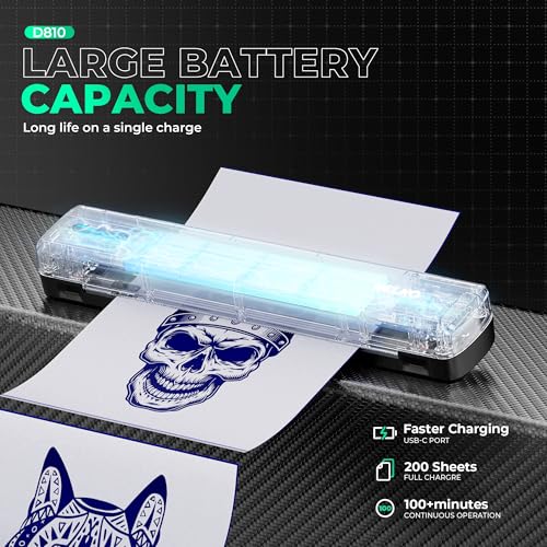 Nelko D810 Tattoo Stencil Printer, Wireless Thermal Tattoo Printer with 10pcs Tattoo Transfer Papers, Portable Tattoo Machine for Artist & Beginners, Compatible with Phone Pad and PC, Grey