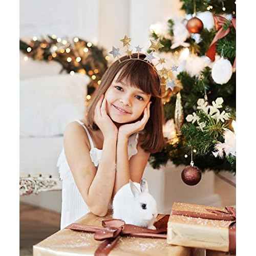 New Year Eve Headband Tiara Glitter Star Christmas Hairband for Women Girls Stars Headpiece Hair Accessory Party Favors Decor