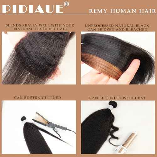 Kinky Straight Bundles Single Human Hair Yaki Straight 1 Bundle 12A Brazilian Remy Hair Weave 18 inch Real Unprocessed Virgin Hair Extensions Natural Color