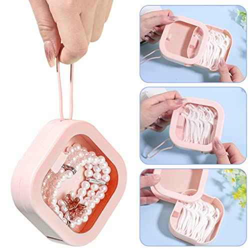 Prudiut) 2pcs Hair Tie Organizer, Hair Tie Holder Clip Organizer Christmas Gifts for Baby Teen Girl Women, Portable Hanging Small Items Desktop Travel Storage Box(Pink and White)