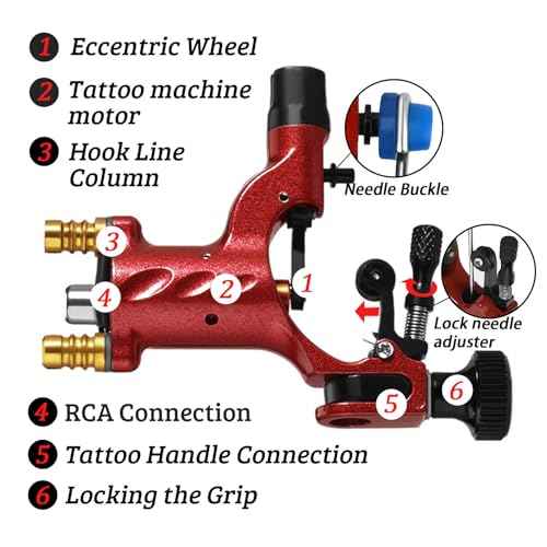 Rotary Tattoo Machine Gun, ATOMUS Tattoo Liner Shader Motor Body Art Dragonfly Machine Motor Gun for Tattoo Artist (Red)