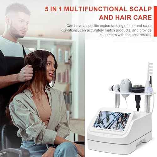 5 in 1 Skin Scalp Detector, Skin Diagnosis Hair Analyzer, Scalp Hair Follicle Detector with 4 Spectral Detection, 200 Times Magnification, for Home, Beauty Salon Spa