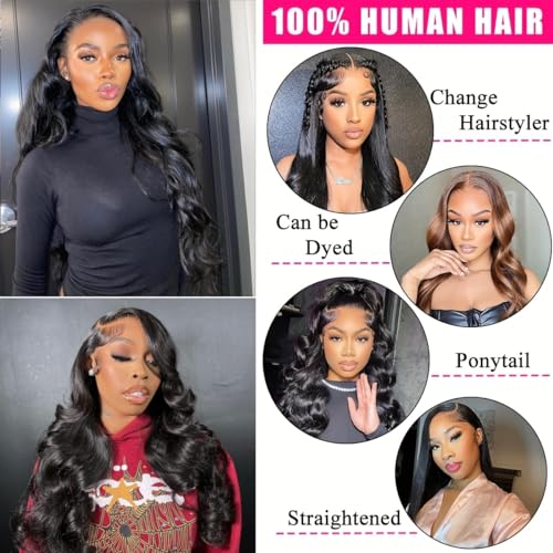 13x6 Lace Front Wigs Human Hair Pre Plucked Body Wave Lace Front Wigs 220 Density HD Lace Frontal Wig for Women Body Wave Frontal Wig Human Hair 26''