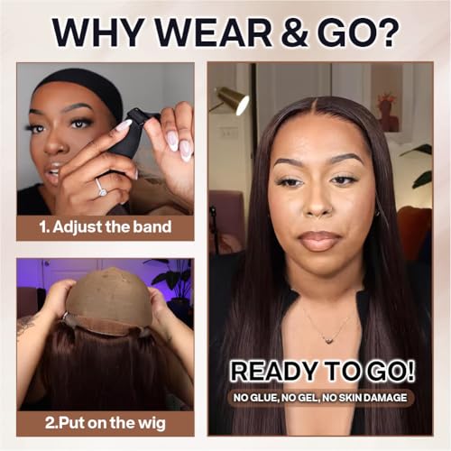 Wear and Go Glueless Bob Wig Human Hair 200% Density 5x5 HD Lace Closure Wigs For Black Women Glueless 5x5 Closure Wigs Human Hair Pre Plucked Bob Brown Color 14 Inch
