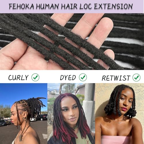 0.6cm 8 Inch Human Hair Locs Extensions 50 Strands Dreadlocs Extensions Real Human Hair Natural Black for Women Men Kids Full Handmade Permanent Human Hair Locs Can Be Dyed and Bleached