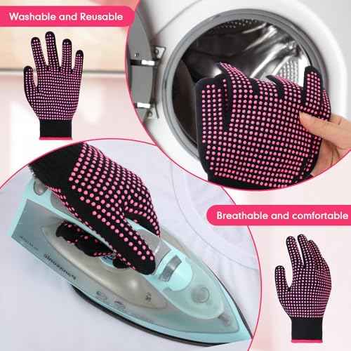 Riyiper 3 Pairs Heat Resistant Gloves for Sublimation, Gloves for Heat Press with Silicone Bumps Applies to Resistant Work, Hair Styling, Universal Fit Size