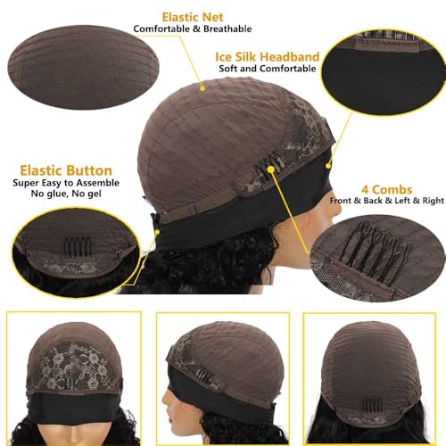 Headband Wigs for Black Women Human Hair 20 Inch Glueless Body Wave Headband Wig Human Hair 100% Brazilian Virgin Hair Machine Made Head band Wig 150% Density