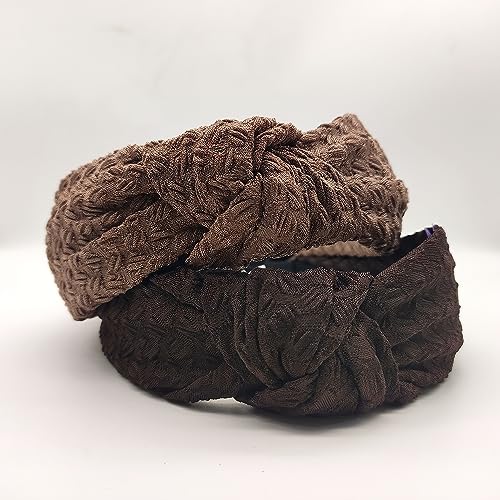Knotted Headbands for Women, Non Slip Wide Head Band Fashion Head Bands Brown Headband Hair Accessories for Women Girl